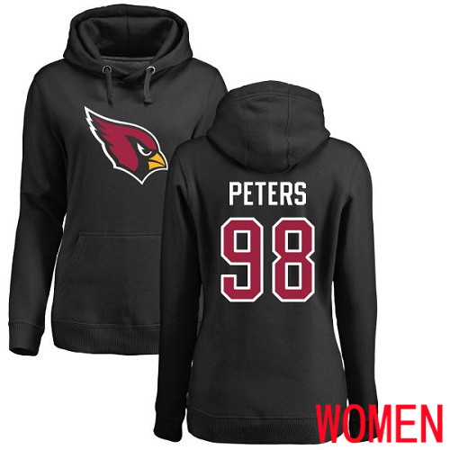 Arizona Cardinals Black Women Corey Peters Name And Number Logo NFL Football 98 Pullover Hoodie Sweatshirts